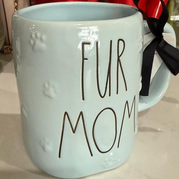 Rae Dunn Other - Rae Dunn Fur Mom Light Blue Mug with 3D Paw Prints 🐾 Pattern